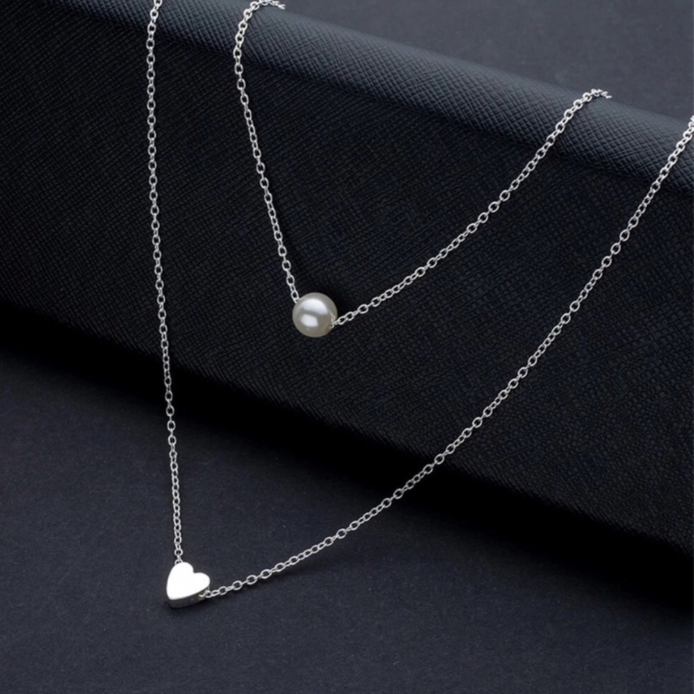 Boho Pearl Heart ♥️ Layered Choker Necklace - Picture 5 of 5